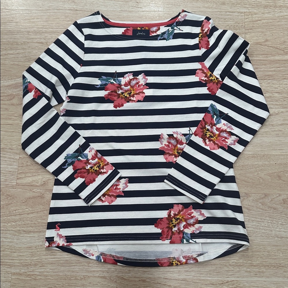 Striped Floral Long Sleeve Top by Joules NWT